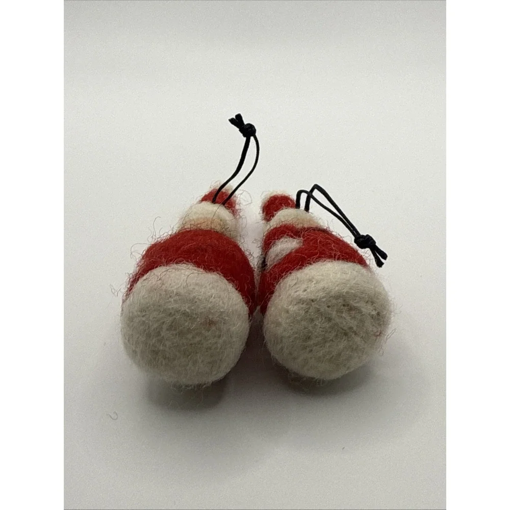 Lot of 2 Artisan Felt Santa Christmas Ornament 2.5